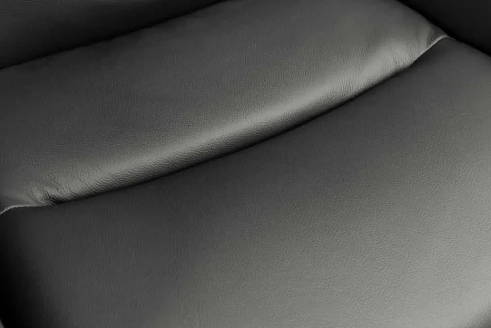 Riess-Ambiente Retro Möbel|Stühle > Drehbarer Stuhl BIG GEORGE grau Echtleder Microfaser mit Armlehne schwarze Metallbeine