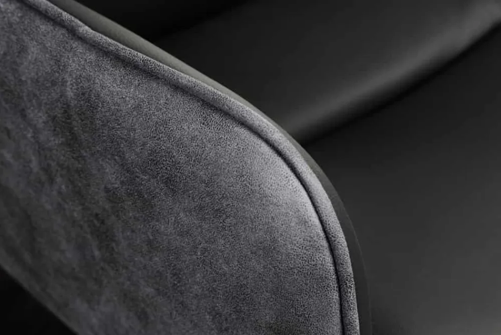 Riess-Ambiente Retro Möbel|Stühle > Drehbarer Stuhl BIG GEORGE grau Echtleder Microfaser mit Armlehne schwarze Metallbeine
