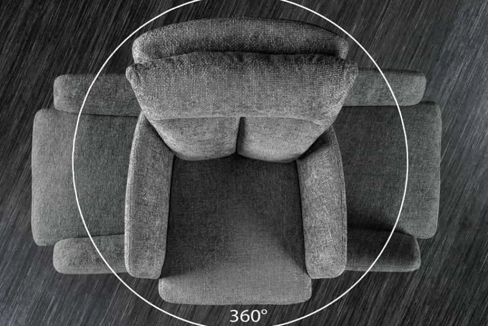 Riess-Ambiente Stühle > Drehbarer Stuhl BIG GEORGE grau Strukturstoff Taschenfederkern mit Armlehne Metall
