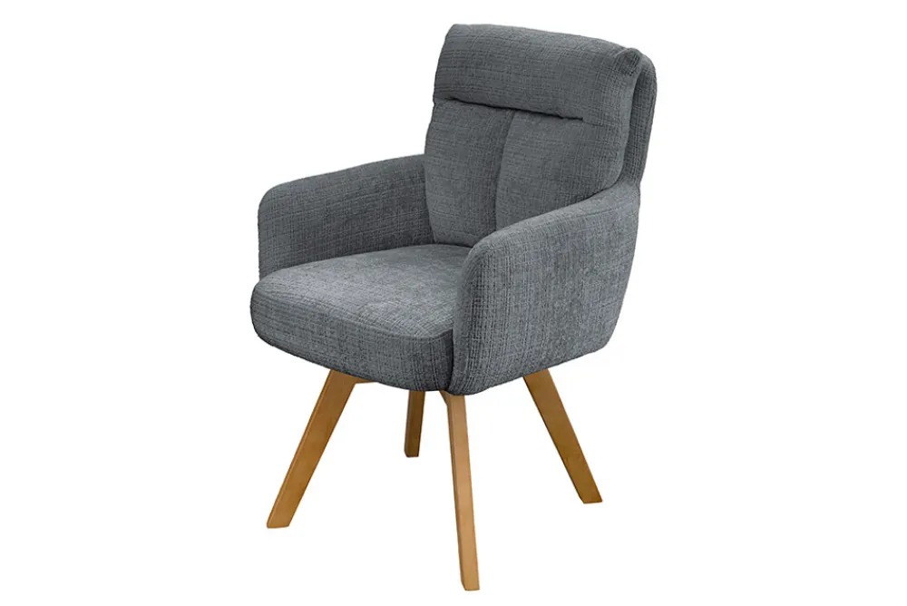Riess-Ambiente Skandinavisch|Stühle > Drehbarer Stuhl BIG GEORGE grau Chenille Cremona natur Buchenholz mit Armlehnen