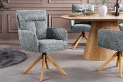 Riess-Ambiente Skandinavisch|Stühle > Drehbarer Stuhl BIG GEORGE grün Strukturstoff Eichenholz mit Armlehne