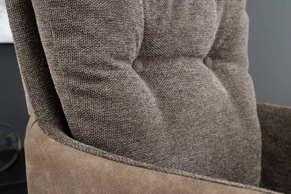 Riess-Ambiente Retro Möbel|Industrial Loft > Drehbarer Stuhl BIG GEORGE taupe Microfaser Webstoff Taschenfederkern Metall schwarz