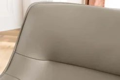 Riess-Ambiente Retro Möbel|Stühle > Drehbarer Stuhl LE GRAND taupe Echtleder Strukturstoff schwarzes Metallgestell