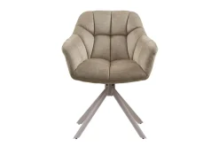 Riess-Ambiente Stühle > Drehbarer Stuhl PAPILLON beige Samt mit Armlehne champagner greige Metallgestell