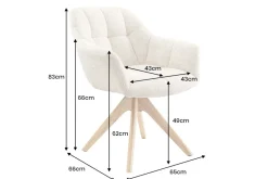 Riess-Ambiente Skandinavisch|Stühle > Drehbarer Stuhl PAPILLON champagner beige Chenille Cremona Eiche Massivholz