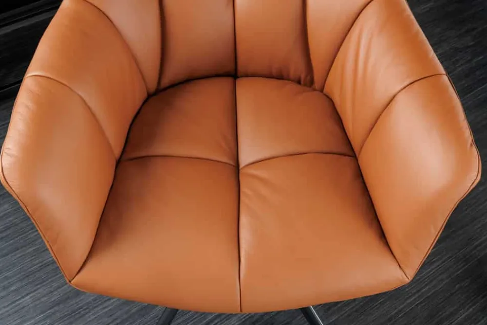 Riess-Ambiente Stühle > Drehbarer Stuhl PAPILLON cognac Echtleder mit Armlehne schwarzes Gestell