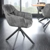 Riess-Ambiente Industrial Loft|Stühle > Drehbarer Stuhl PAPILLON grau Samt schwarze Metallbeine Armlehnen