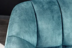 Riess-Ambiente Retro Möbel|Industrial Loft > Drehbarer Stuhl PAPILLON petrol Samt schwarze Metallbeine Armlehnen