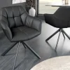 Riess-Ambiente Stühle > Drehbarer Stuhl PAPILLON schwarz Echtleder mit Armlehne schwarzes Gestell