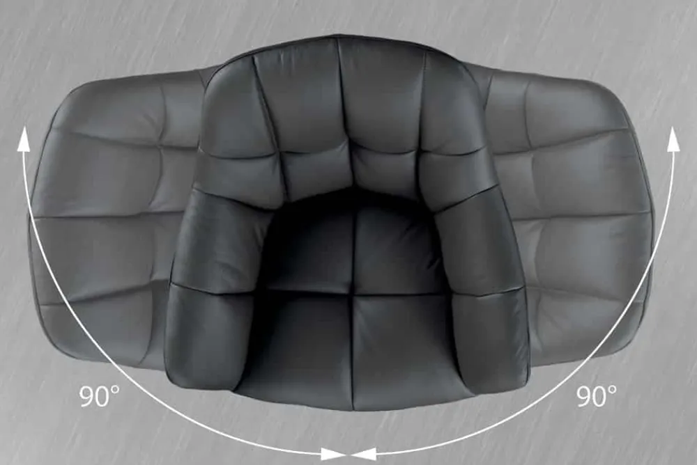 Riess-Ambiente Stühle > Drehbarer Stuhl PAPILLON schwarz Echtleder mit Armlehne schwarzes Gestell