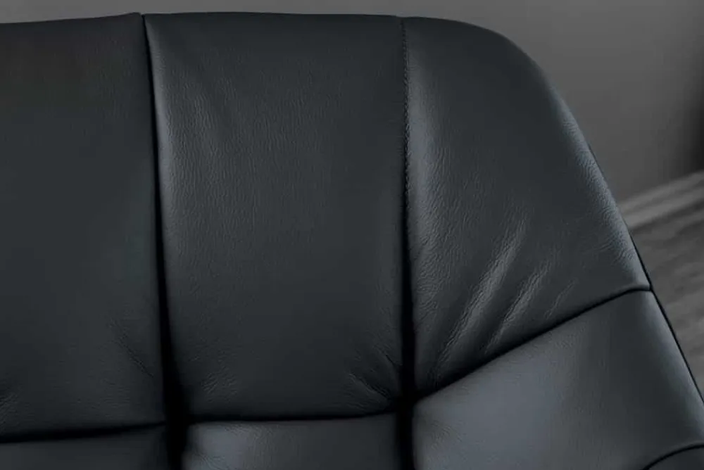 Riess-Ambiente Stühle > Drehbarer Stuhl PAPILLON schwarz Echtleder mit Armlehne schwarzes Gestell