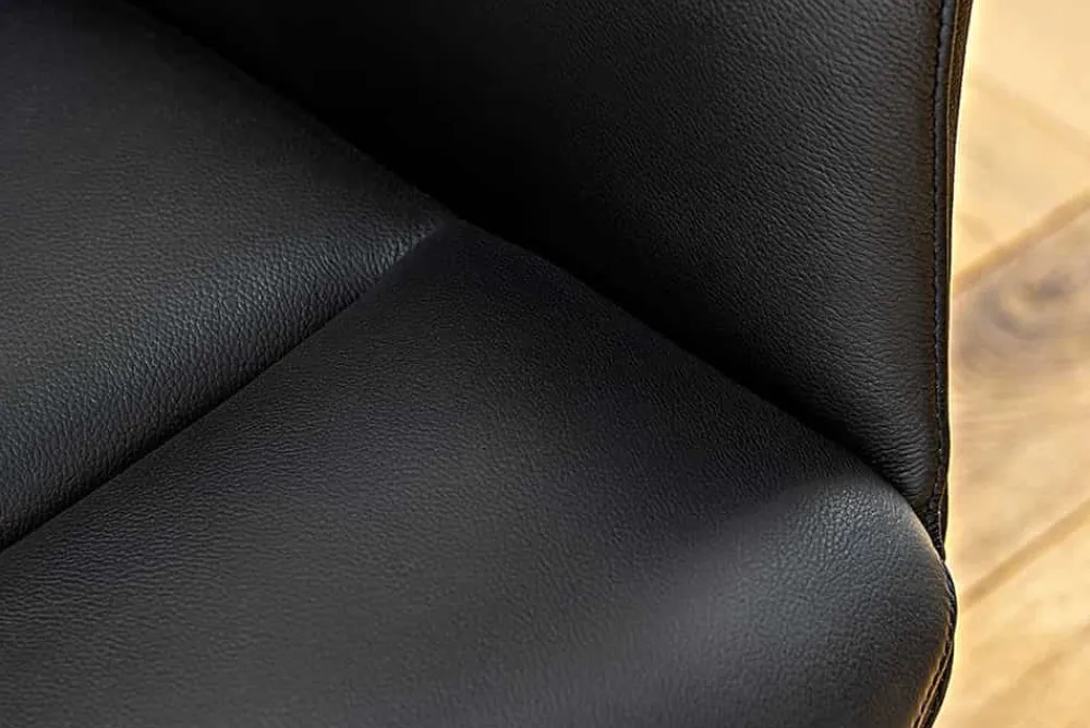 Riess-Ambiente Skandinavisch|Stühle > Drehbarer Stuhl PAPILLON schwarz Echtleder schwarzes Metallgestell mit Armlehne