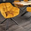 Riess-Ambiente Retro Möbel|Industrial Loft > Drehbarer Stuhl PAPILLON senfgelb Samt schwarze Metallbeine Armlehnen