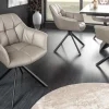 Riess-Ambiente Stühle > Drehbarer Stuhl PAPILLON taupe Echtleder mit Armlehne schwarzes Gestell
