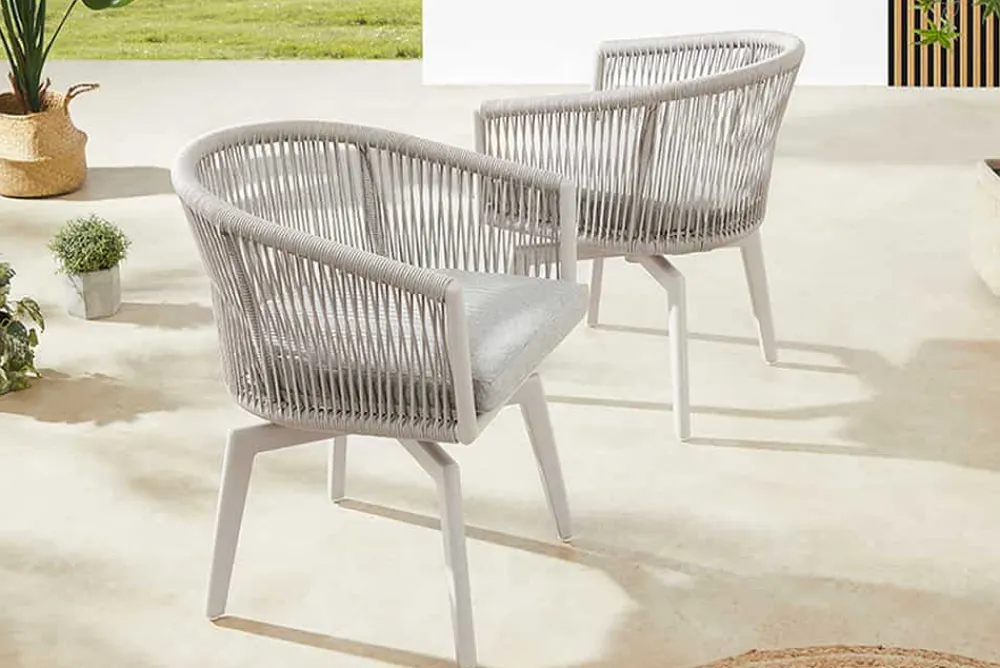 Riess-Ambiente Haus & Garten|Stühle > Drehbarer Stuhl ROPE greige Aluminium Gartensessel inkl. Kissen In- und Outdoor
