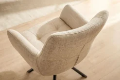 Riess-Ambiente Stühle|Samt Möbel > Drehbarer Stuhl SIGNATURE beige Vogue Velours Samt Taschenfederkern schwarz Metall