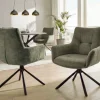 Riess-Ambiente Stühle|Samt Möbel > Drehbarer Stuhl SIGNATURE moosgrün Vogue Velours Samt Taschenfederkern schwarz Metall
