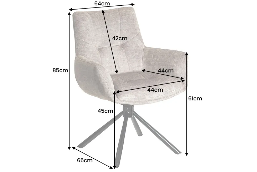 Riess-Ambiente Stühle|Samt Möbel > Drehbarer Stuhl SIGNATURE taupe Vogue Velours Samt Taschenfederkern schwarz Metall