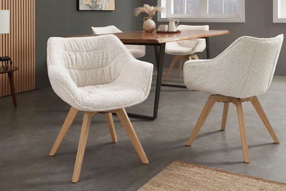 Riess-Ambiente Stühle > Drehbarer Stuhl THE DUTCH COMFORT beige Bouclé Tweed Soft Eichenholz