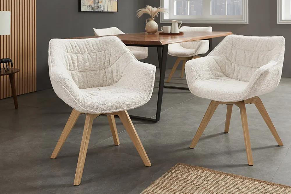Riess-Ambiente Stühle > Drehbarer Stuhl THE DUTCH COMFORT beige Bouclé Tweed Soft Eichenholz