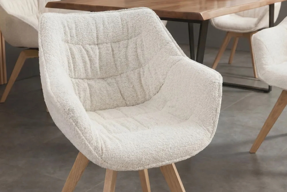 Riess-Ambiente Stühle > Drehbarer Stuhl THE DUTCH COMFORT beige Bouclé Tweed Soft Eichenholz