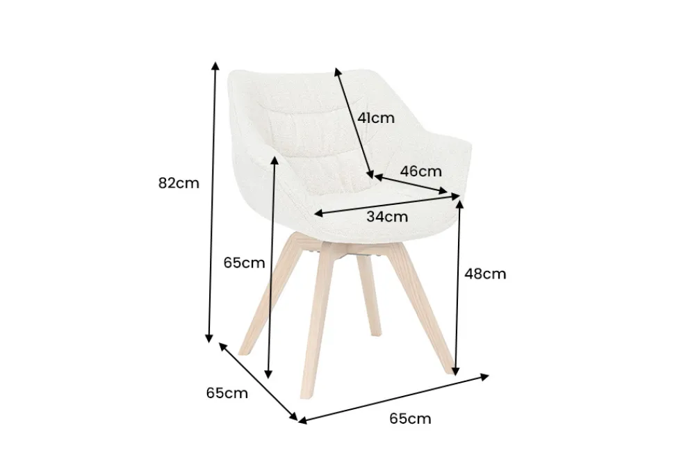 Riess-Ambiente Stühle > Drehbarer Stuhl THE DUTCH COMFORT beige Bouclé Tweed Soft Eichenholz