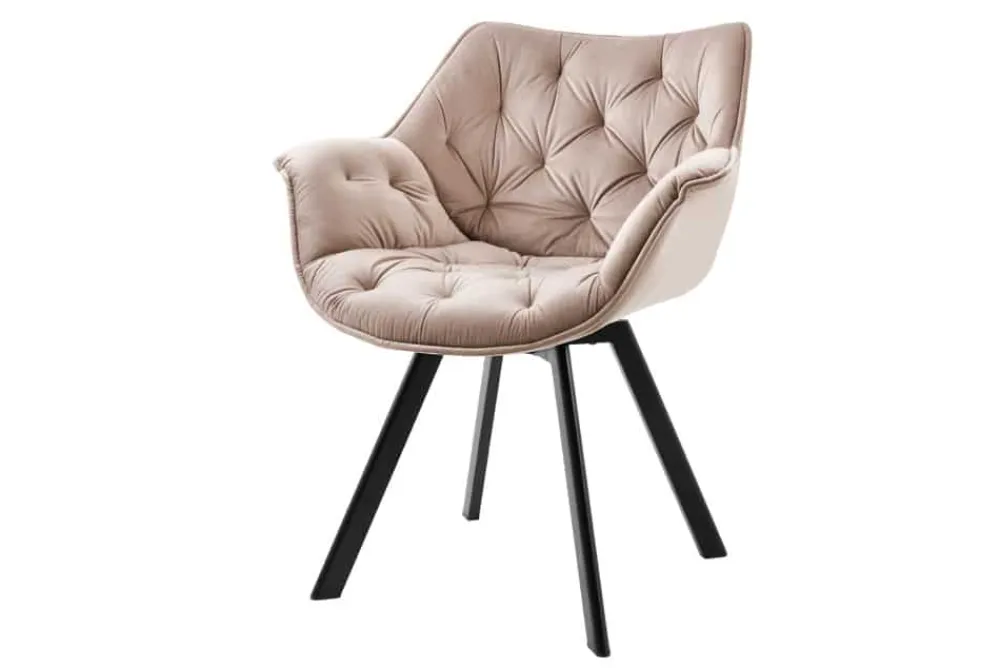 Riess-Ambiente Skandinavisch|Retro Möbel > Drehbarer Stuhl THE DUTCH COMFORT greige Samt mit Armlehnen Modern Design