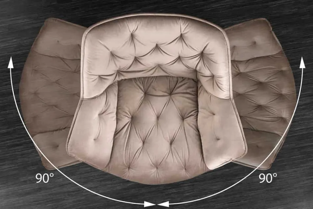 Riess-Ambiente Skandinavisch|Retro Möbel > Drehbarer Stuhl THE DUTCH COMFORT greige Samt mit Armlehnen Modern Design