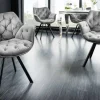 Riess-Ambiente Retro Möbel|Stühle > Drehbarer Stuhl THE DUTCH COMFORT grau Samt mit Armlehnen Modern Design