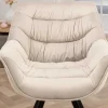 Riess-Ambiente Stühle|Samt Möbel > Drehbarer Stuhl THE DUTCH COMFORT champagner beige Samt schwarze Metallbeine