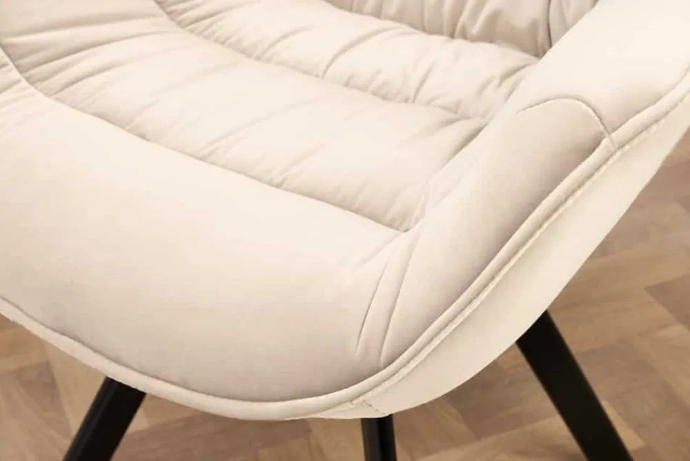 Riess-Ambiente Stühle|Samt Möbel > Drehbarer Stuhl THE DUTCH COMFORT champagner beige Samt schwarze Metallbeine