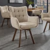 Riess-Ambiente Skandinavisch|Stühle > Drehbarer Stuhl THOR beige Strukturstoff braun Wenge Eichenholz 360° mit Armlehne
