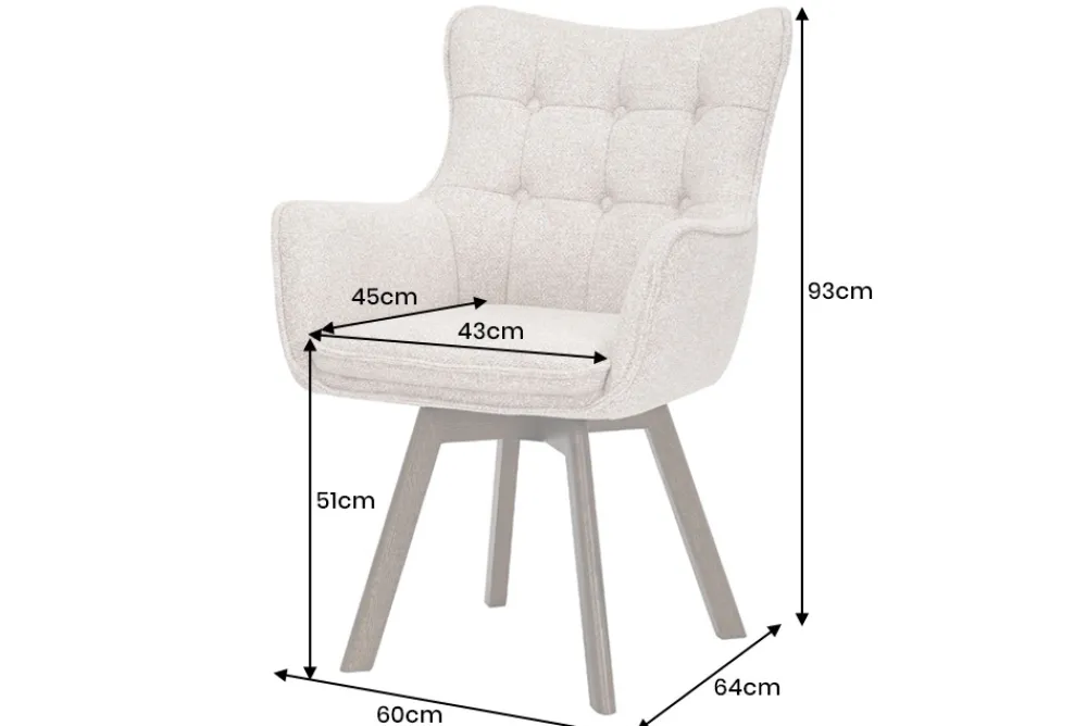 Riess-Ambiente Skandinavisch|Stühle > Drehbarer Stuhl THOR beige Strukturstoff braun Wenge Eichenholz 360° mit Armlehne