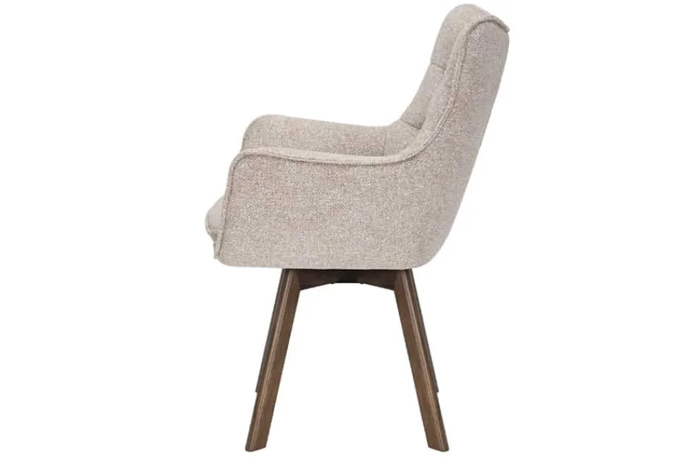 Riess-Ambiente Skandinavisch|Stühle > Drehbarer Stuhl THOR beige Strukturstoff braun Wenge Eichenholz 360° mit Armlehne