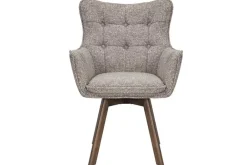 Riess-Ambiente Skandinavisch|Stühle > Drehbarer Stuhl THOR taupe Strukturstoff braun Wenge Eichenholz 360° mit Armlehne