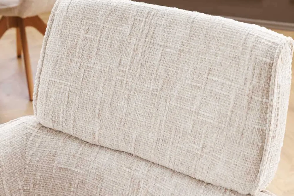 Riess-Ambiente Retro Möbel|Stühle > Drehbarer Stuhl UNIQUE beige Chenille Eichenholzbeine mit Armlehne