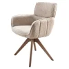 Riess-Ambiente Retro Möbel|Stühle > Drehbarer Stuhl UNIQUE taupe beige Strukturstoff Walnussholzbeine mit Armlehne