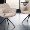 Riess-Ambiente Retro Möbel|Industrial Loft > Drehbarer Stuhl VERONA champagner beige Strukturstoff mit Armlehne Metallbeine schwarz