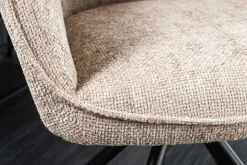 Riess-Ambiente Retro Möbel|Industrial Loft > Drehbarer Stuhl VERONA champagner beige Strukturstoff mit Armlehne Metallbeine schwarz