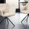 Riess-Ambiente Retro Möbel|Industrial Loft > Drehbarer Stuhl VERONA champagner beige Samt Strukturstoff mit Armlehne Metallbeine schwarz