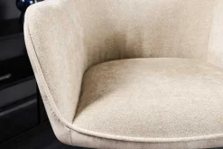 Riess-Ambiente Retro Möbel|Industrial Loft > Drehbarer Stuhl VERONA champagner beige Samt Strukturstoff mit Armlehne Metallbeine schwarz