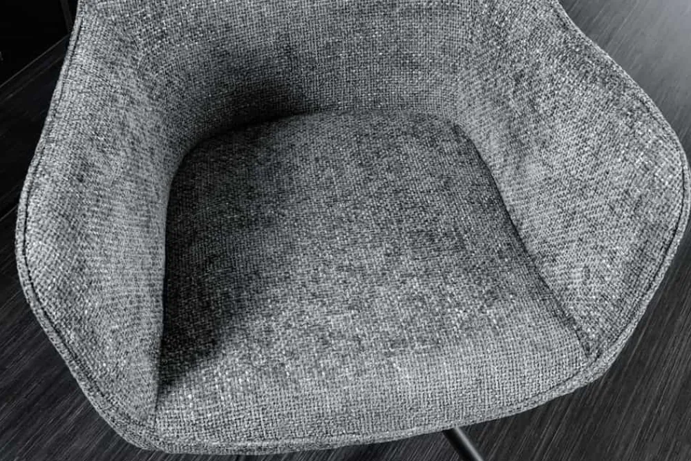 Riess-Ambiente Retro Möbel|Industrial Loft > Drehbarer Stuhl VERONA grau Strukturstoff mit Armlehne Metallbeine schwarz