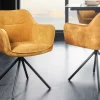 Riess-Ambiente Retro Möbel|Industrial Loft > Drehbarer Stuhl VERONA senfgelb Samt Strukturstoff mit Armlehne Metallbeine schwarz