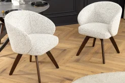 Riess-Ambiente Stühle > Drehbarer Stuhl WALKÜRE beige Eichenholz mit Taschenfederkern und Armlehne Walnuss