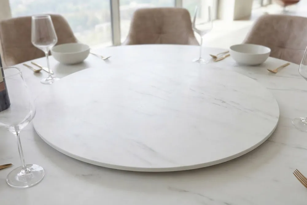 Riess-Ambiente Dekoration > Drehbare Servierplatte SIGNATURE 60cm weiß Marmor Keramik rund