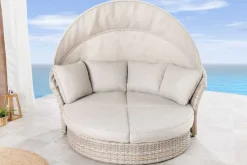 Riess-Ambiente Sonneninseln > Drehbare Sonneninsel SEATTLE 195cm greige mit Sonnendach inkl. Kissen