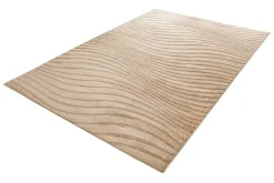 Riess-Ambiente Teppiche|Skandinavisch > 3D strukturierter Kurzflor XXL Teppich WAVE 350x235cm beige Hoch-Tief-Effekt