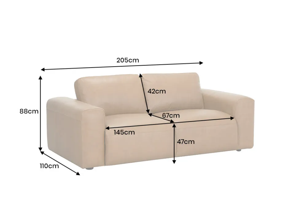 Riess-Ambiente 2-Sitzer Sofa|Industrial Loft > Echtleder Sofa BIG GEORGE 205cm cognac Taschenfederkern 2-Sitzer Couch