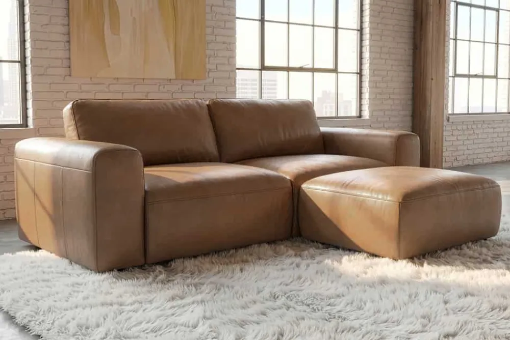 Riess-Ambiente 2-Sitzer Sofa|Industrial Loft > Echtleder Sofa BIG GEORGE 205cm cognac Taschenfederkern 2-Sitzer Couch