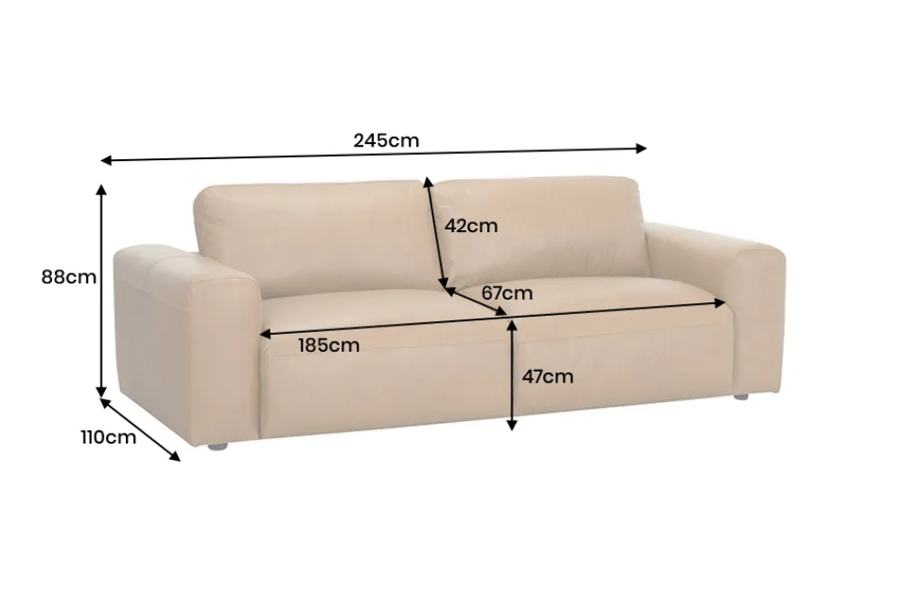Riess-Ambiente Industrial Loft|3-Sitzer Sofa > Echtleder Sofa BIG GEORGE 245cm cognac Taschenfederkern 3-Sitzer Couch